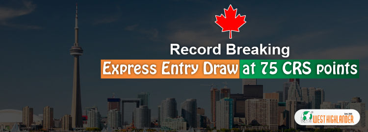 Record Breaking Express Entry Draw at 75 CRS points